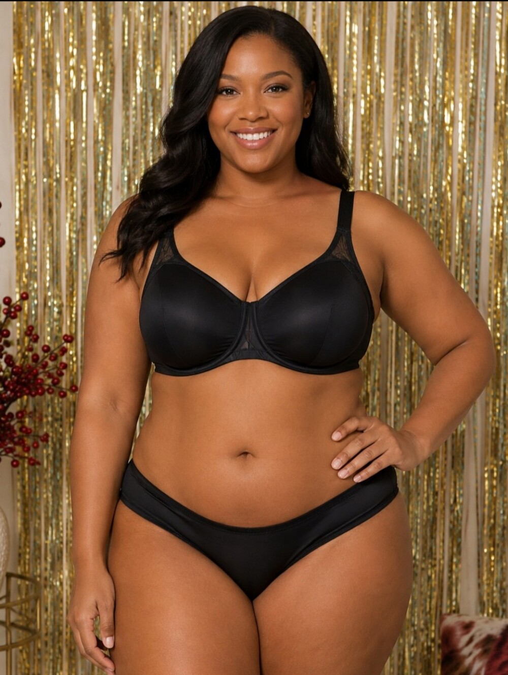 Catherines Black Full-Coverage Wireless Comfort Bra, 40D